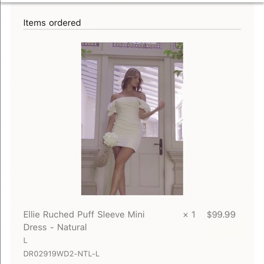 White Meshki Mini Puffer Dress - Size Large